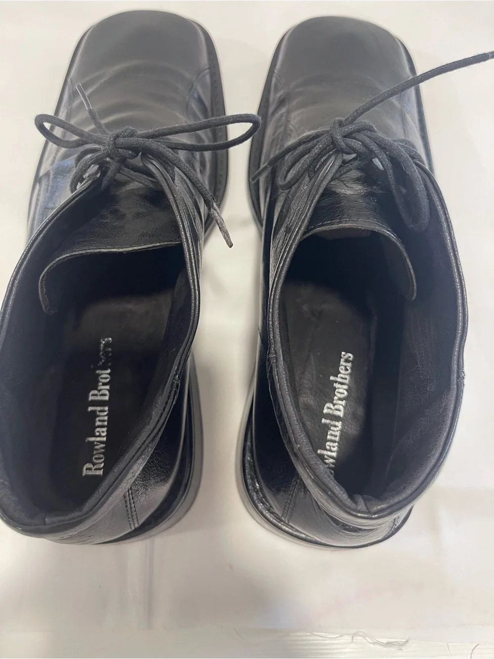 Rowland Brothers Vintage Italian Black Leather Lace-Up Footwear